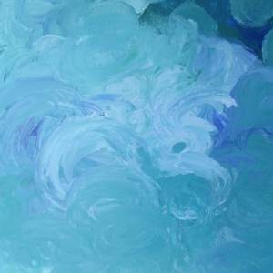 teal and blue abstract channeled painting